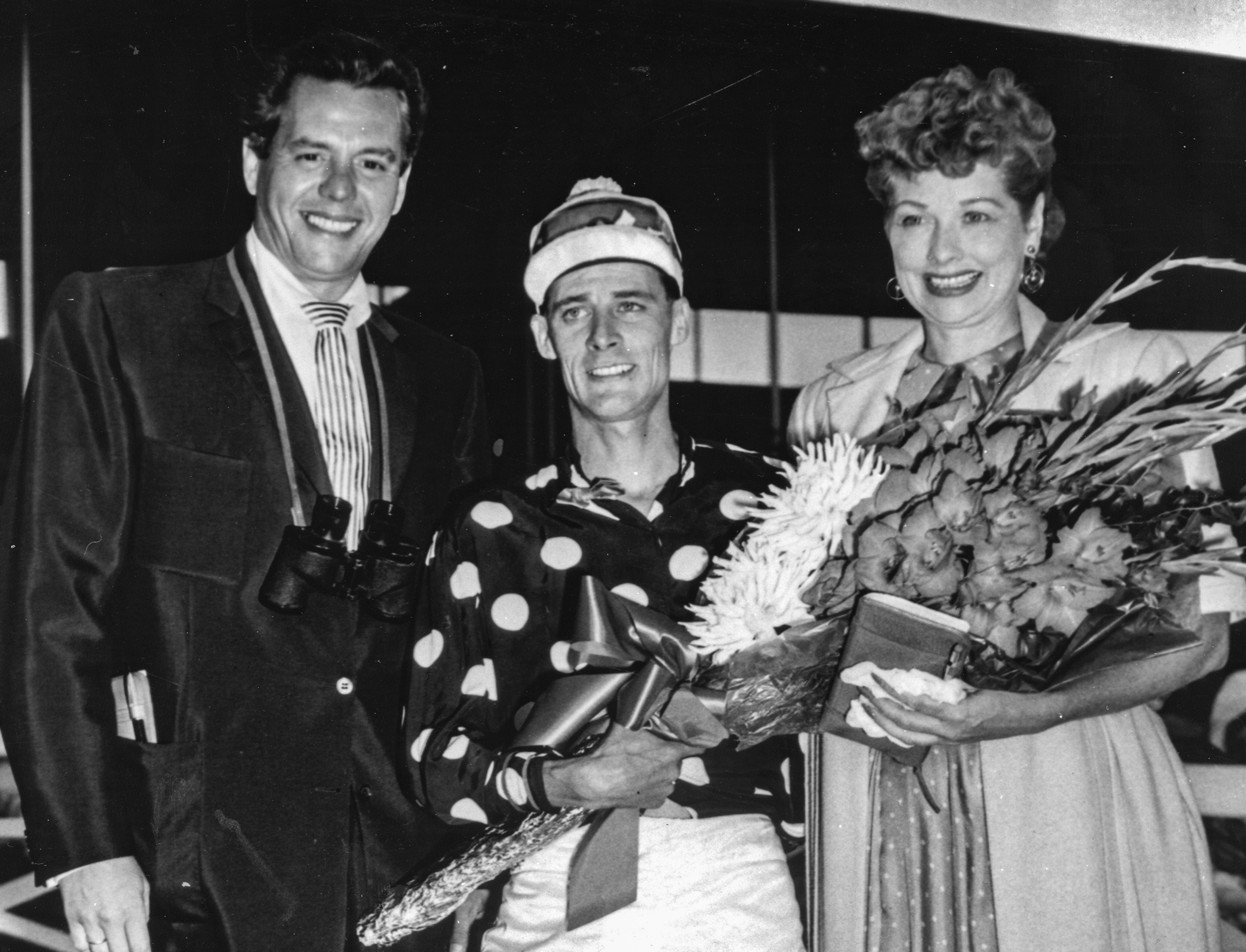 Desi Arnaz and Lucille Ball in the Winner's Circle at Del Mar.